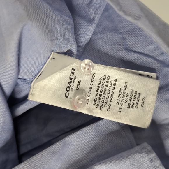 Coach Oxford Blue Button Down Short Medium Long Sleeve - Picture 7 of 8